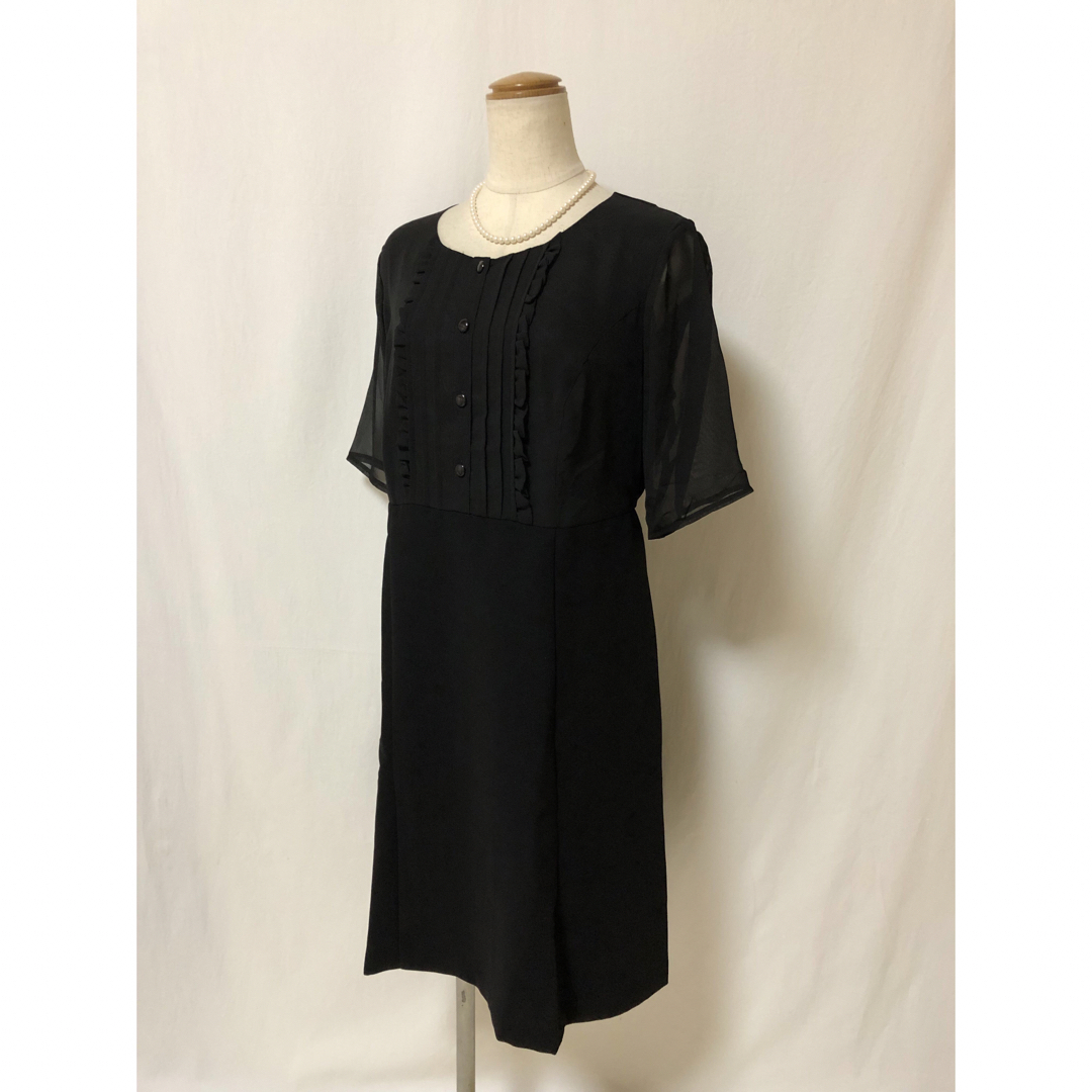 F533新品ショールカラーJKブラックフォーマルワンピーススーツ19号礼服-