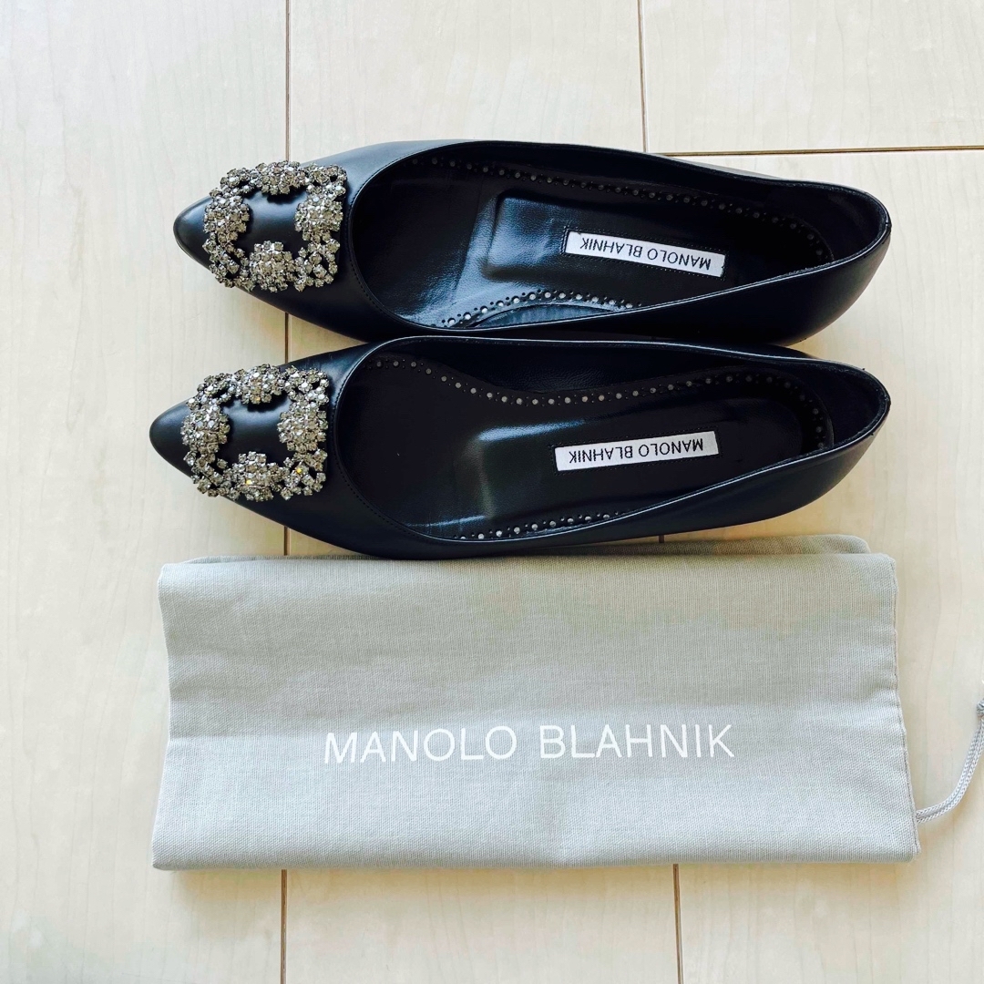 MANOLO BLAHNIK(マノロブラニク)の美品★マノロブラニク ハンギシ カーフレザー フラットパンプス 36 レディースの靴/シューズ(ハイヒール/パンプス)の商品写真