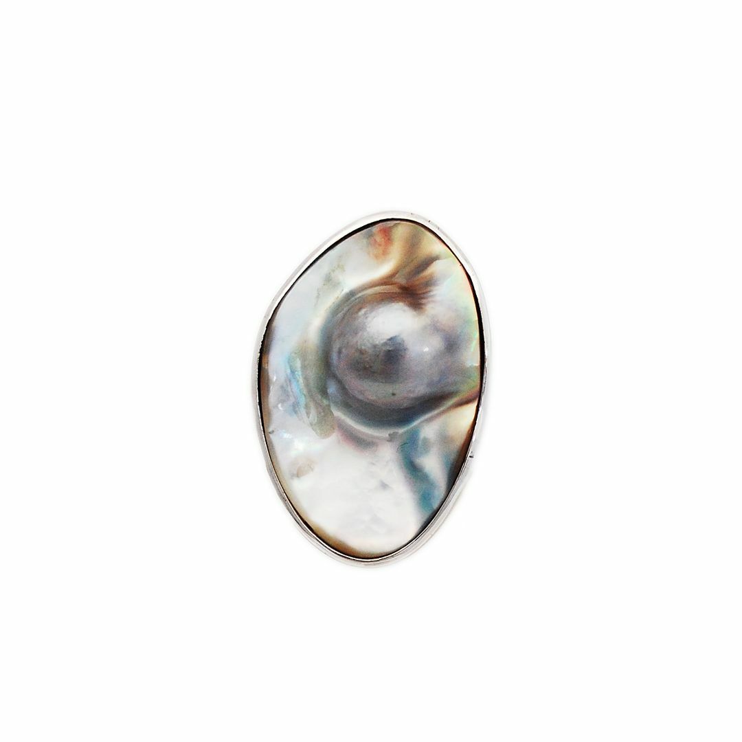 16号マザー・オブ・パール925シルバーロジウムメッキリングMP-R002 レディースのアクセサリー(リング(指輪))の商品写真