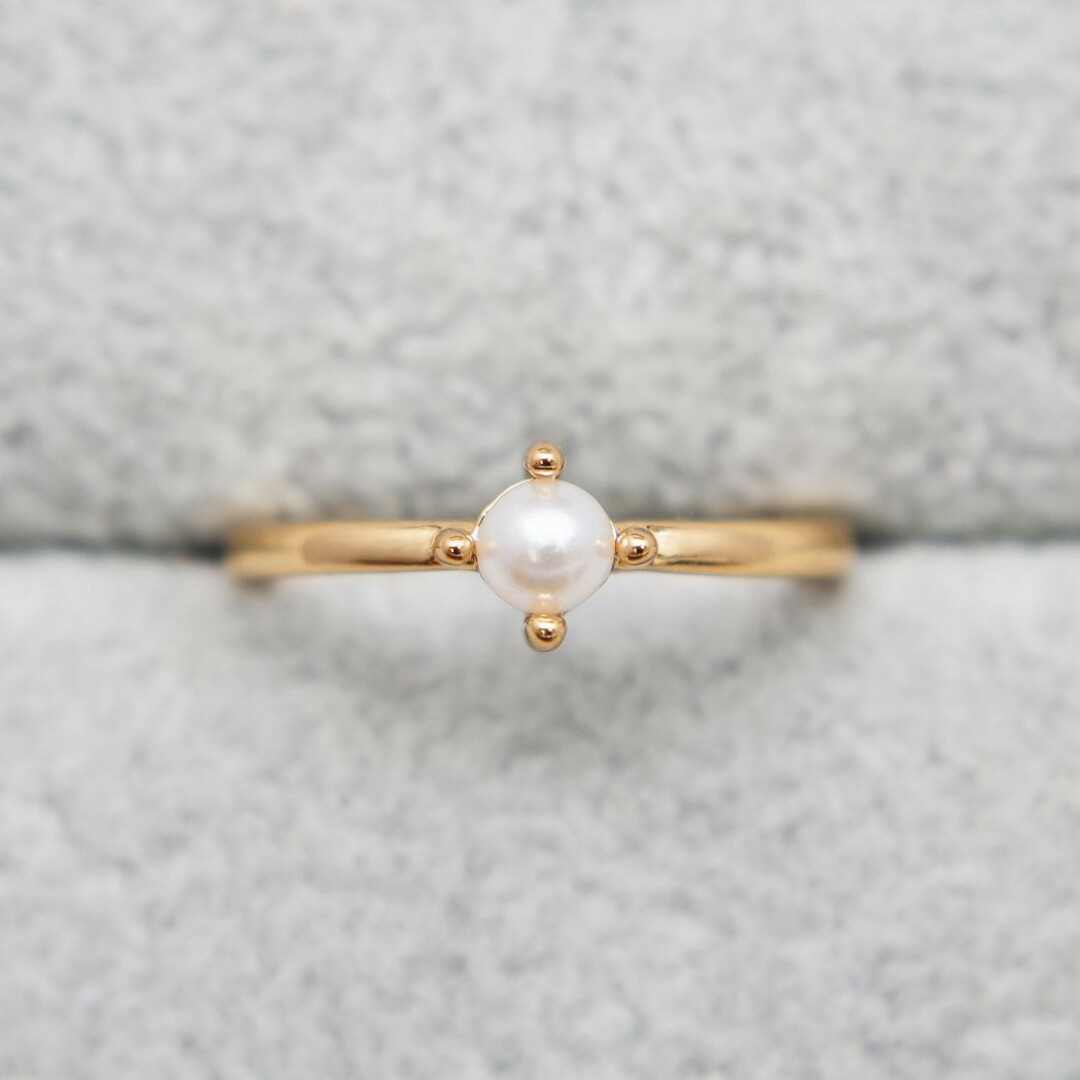 1077) 天然淡水パール 真珠 一粒 ストーン リング 指輪 シルバーフィルド レディースのアクセサリー(リング(指輪))の商品写真