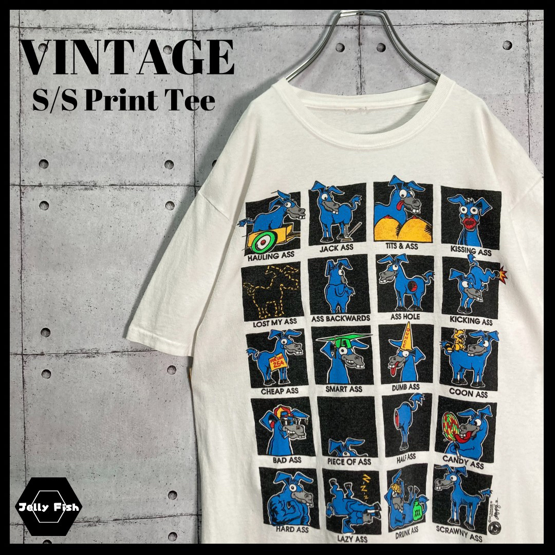 ART VINTAGE(アートヴィンテージ)の【レアデザイン】90s VINTAGE アートTシャツ 半袖 希少 古着 白 メンズのトップス(Tシャツ/カットソー(半袖/袖なし))の商品写真