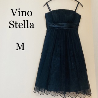 ヴィーノステラ(Vino Stella)のヴィーノステラ　結婚式　二次会　パーティドレス　ワンピース　レース　花柄　M 黒(ミディアムドレス)