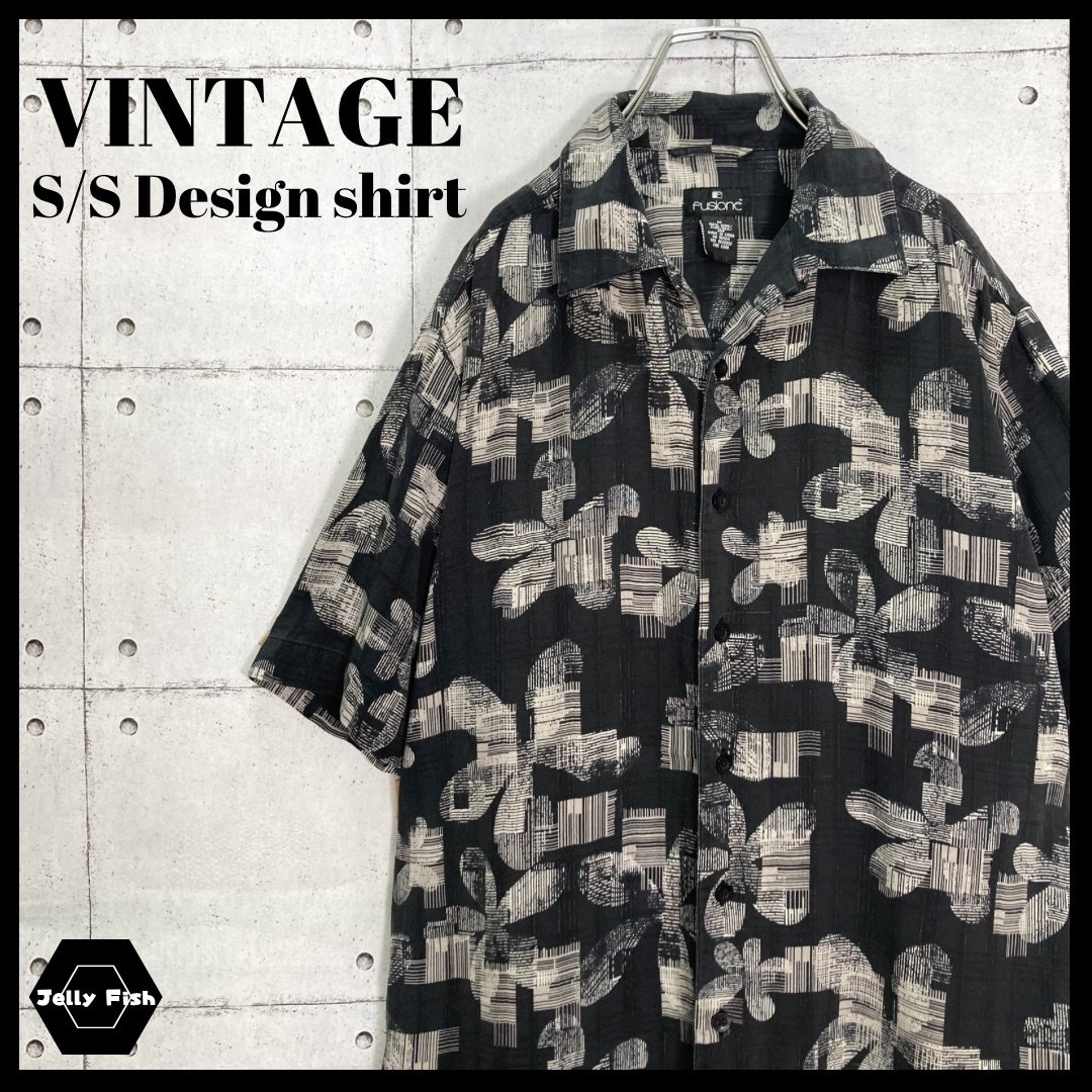 ART VINTAGE(アートヴィンテージ)の【US古着】VINTAGE 半袖 総柄 シルクシャツ 開襟 レアデザイン 希少 メンズのトップス(シャツ)の商品写真