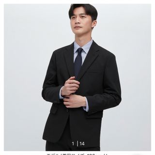 ユニクロ(UNIQLO)のユニクロ　感動ジャケット　ウールライク　ブラック(テーラードジャケット)