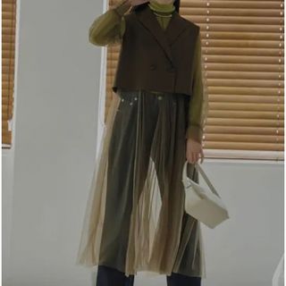 アメリヴィンテージ(Ameri VINTAGE)のAmeri TAILORED VEST SET SHEER DRESS(ロングワンピース/マキシワンピース)