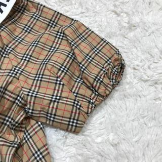未使用級】バーバリーロンドン 襟ロゴ ブラウス 半袖シャツ ノバ