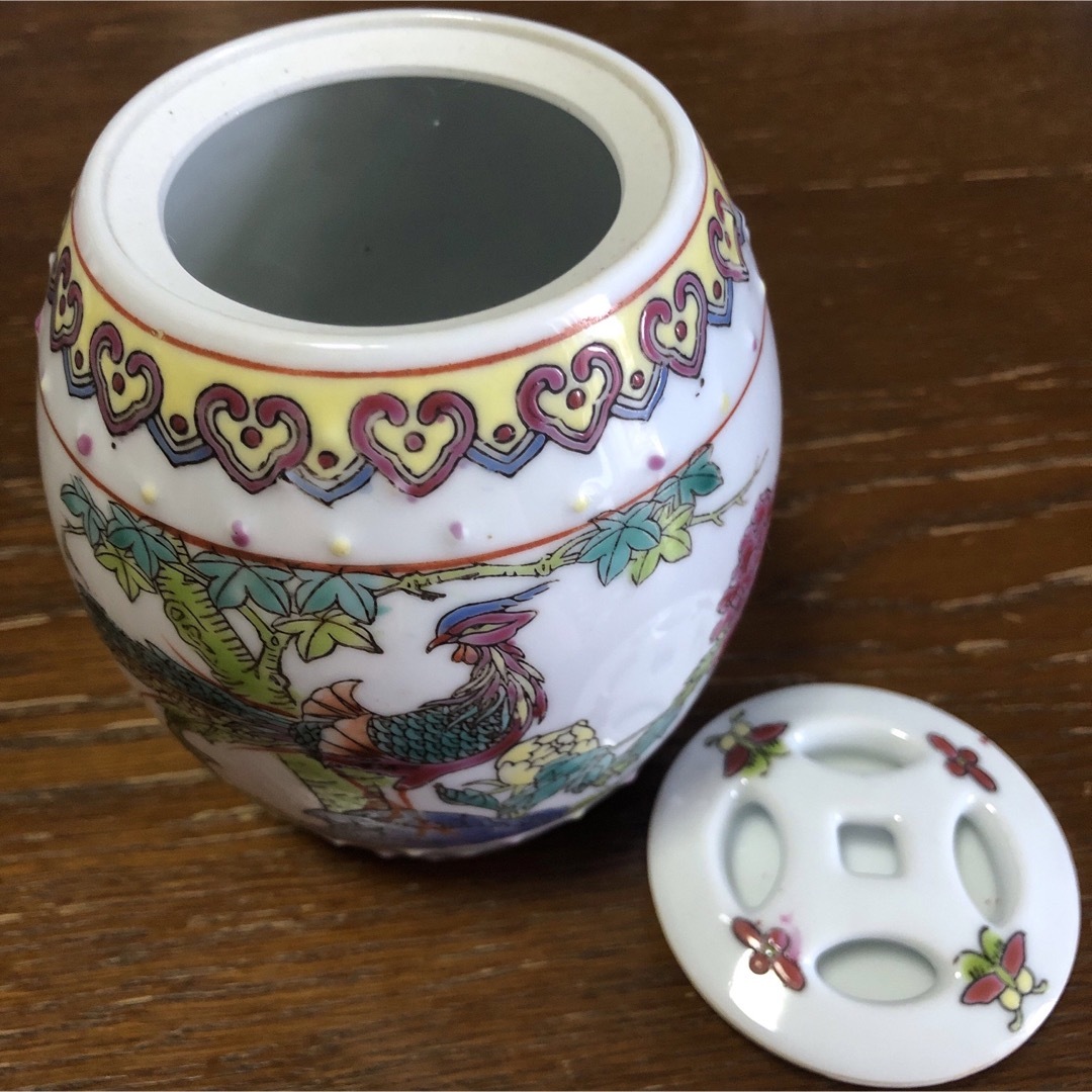 景徳鎮 陶器製 茶壺 孔雀 吉祥 鳳凰 牡丹  中国 茶道具