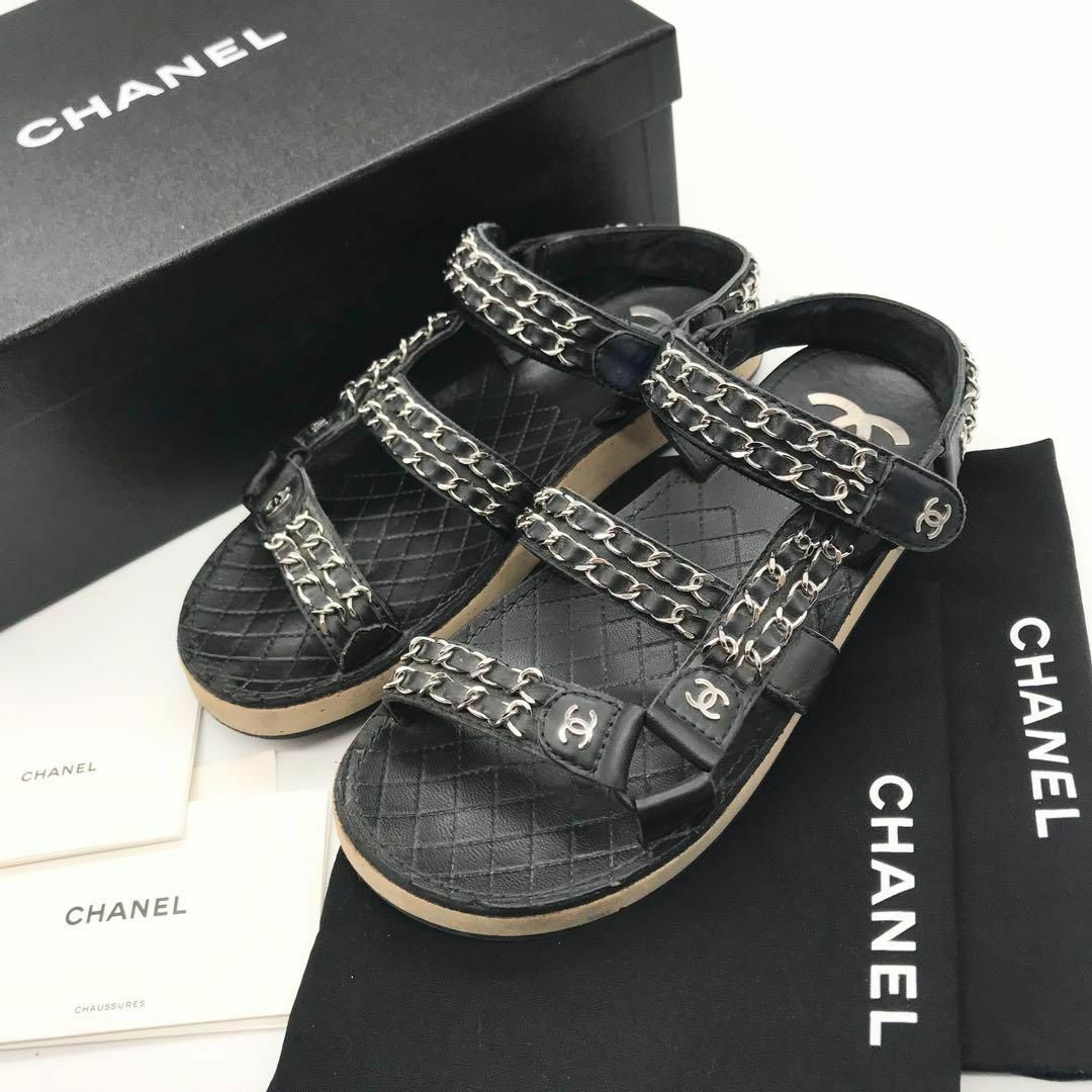 CHANEL シャネル フラット チェーン ココマーク スポーツサンダル