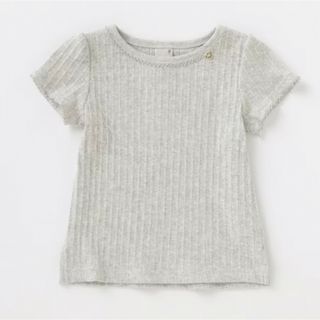 プティマイン(petit main)のプティマイン♡テレコパフ袖リプTシャツ半袖♡80♡グレー(Ｔシャツ)