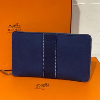 エルメス(Hermes)の美品 HERMES パースGM ラウンドジップ長財布 ネイビー 濃紺(財布)