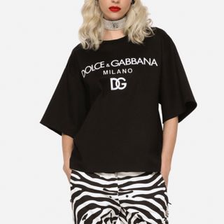 ドルチェアンドガッバーナ(DOLCE&GABBANA)の黒　半袖カットソー(カットソー(半袖/袖なし))