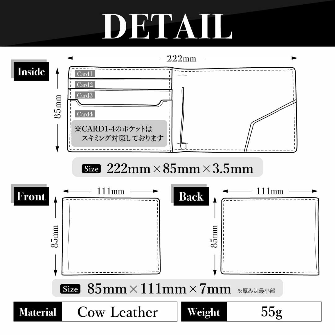 【色: ネイビー】[STRUTTING] マネークリップ メンズ 牛革財布 メン 7