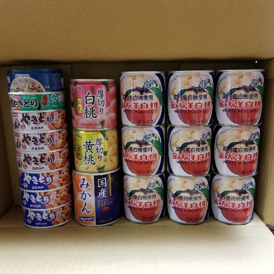 桃缶、焼き鳥缶、みかん缶　セット