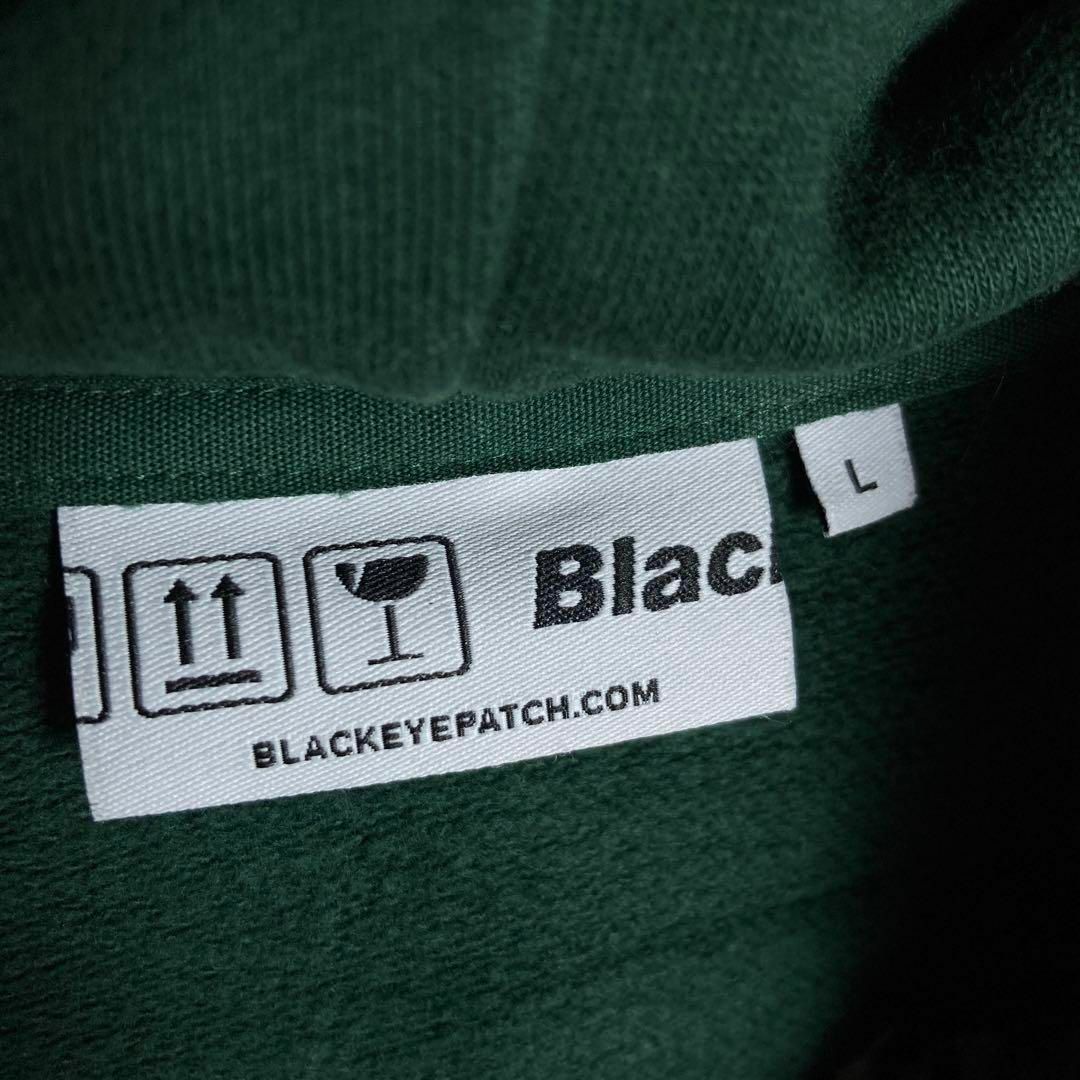 【人気ビッグ刺繍ロゴ】Black Eye Patch　フルジップパーカー　緑　L