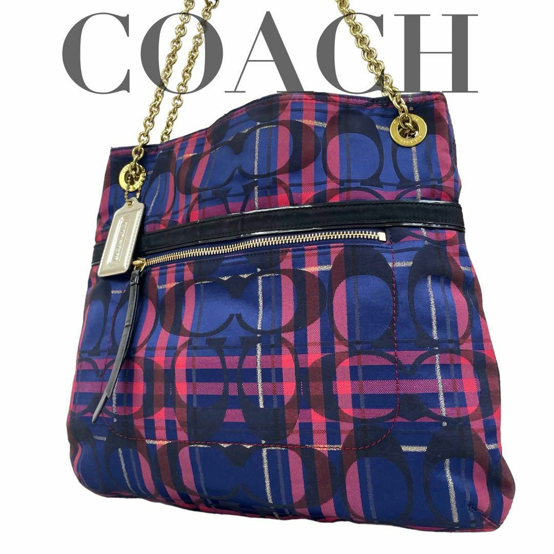 コーチ　coach チェーンショルダー　トートバッグ　ショルダーバッグ　チェック