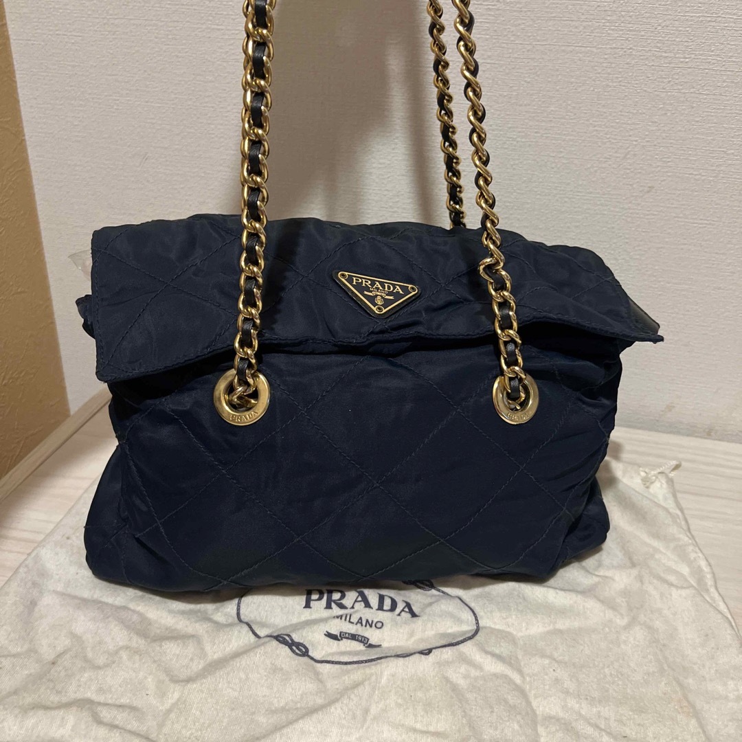 プラダ　PRADA　ゴールドチェーン　ナイロンショルダーバッグ☆レディース