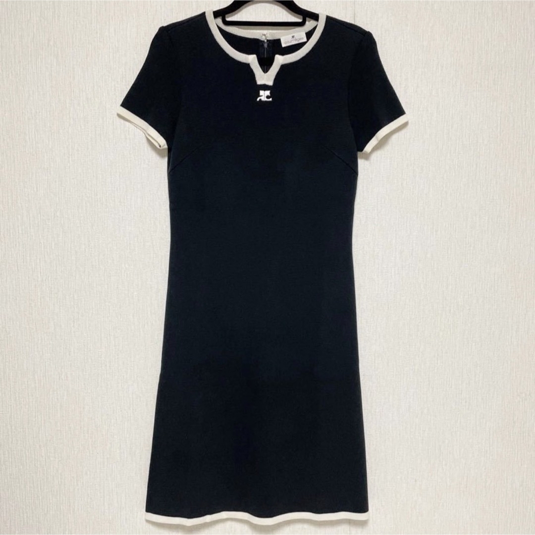 courreges クレージュ センター ロゴ サマー ニット ワンピース