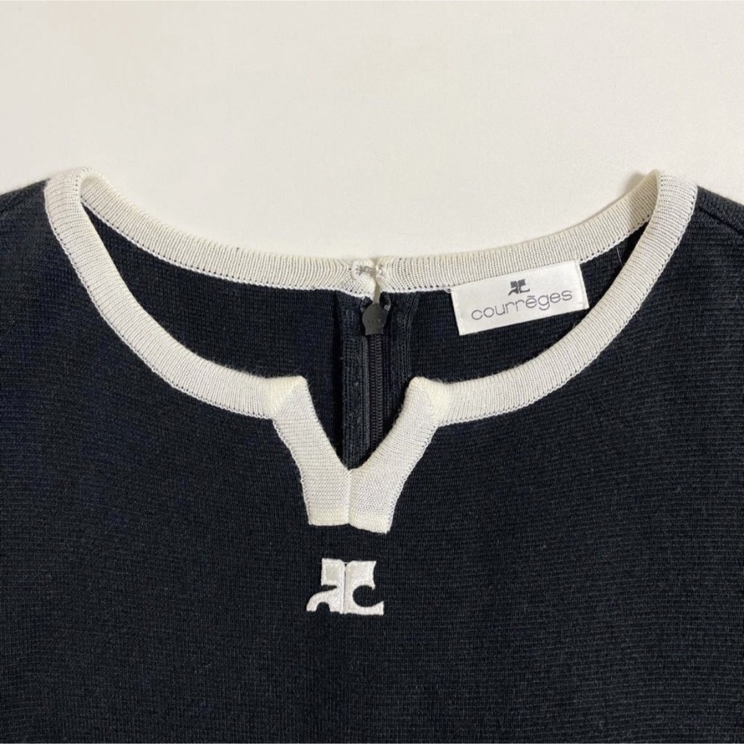 courreges クレージュ センター ロゴ サマー ニット ワンピース