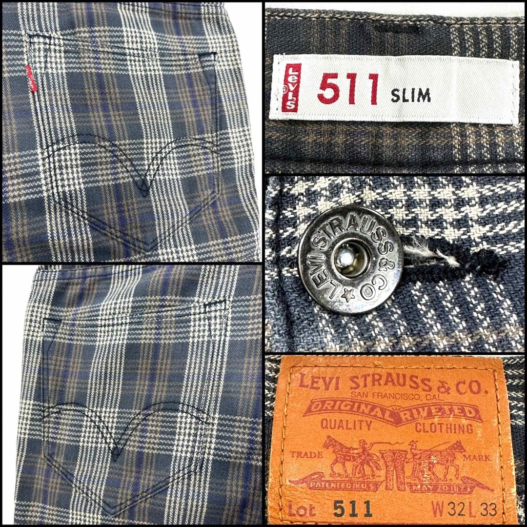 Levi's リーバイス 511 スリム チェック W32 Mサイズ 84cm