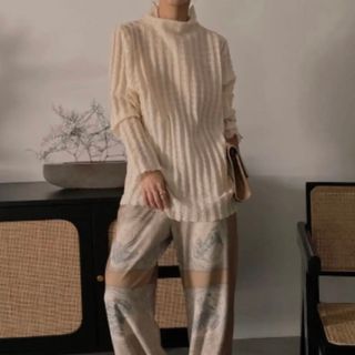 アメリヴィンテージ(Ameri VINTAGE)のAmeri PLAID SHEER TURTLE KNIT(ニット/セーター)