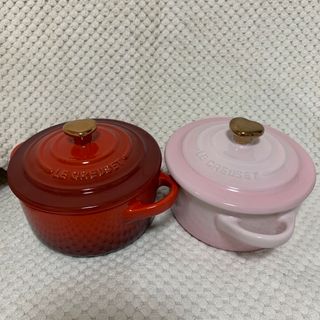 ルクルーゼ(LE CREUSET)のル・クルーゼ　ミニココット 10cm ウィズハート(つまみゴールド)(食器)