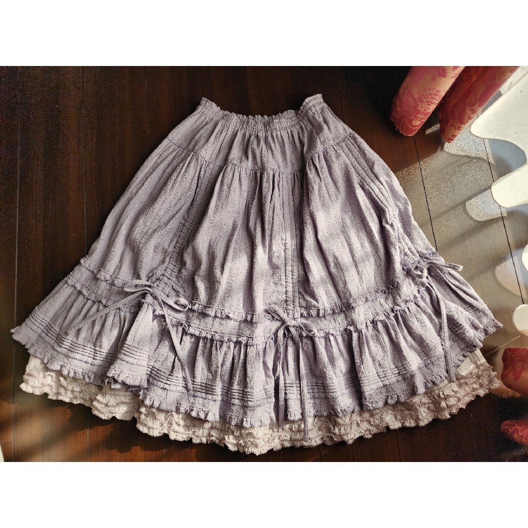 ピンクハウス ギャザーリボンたくしあげスカート パープル-