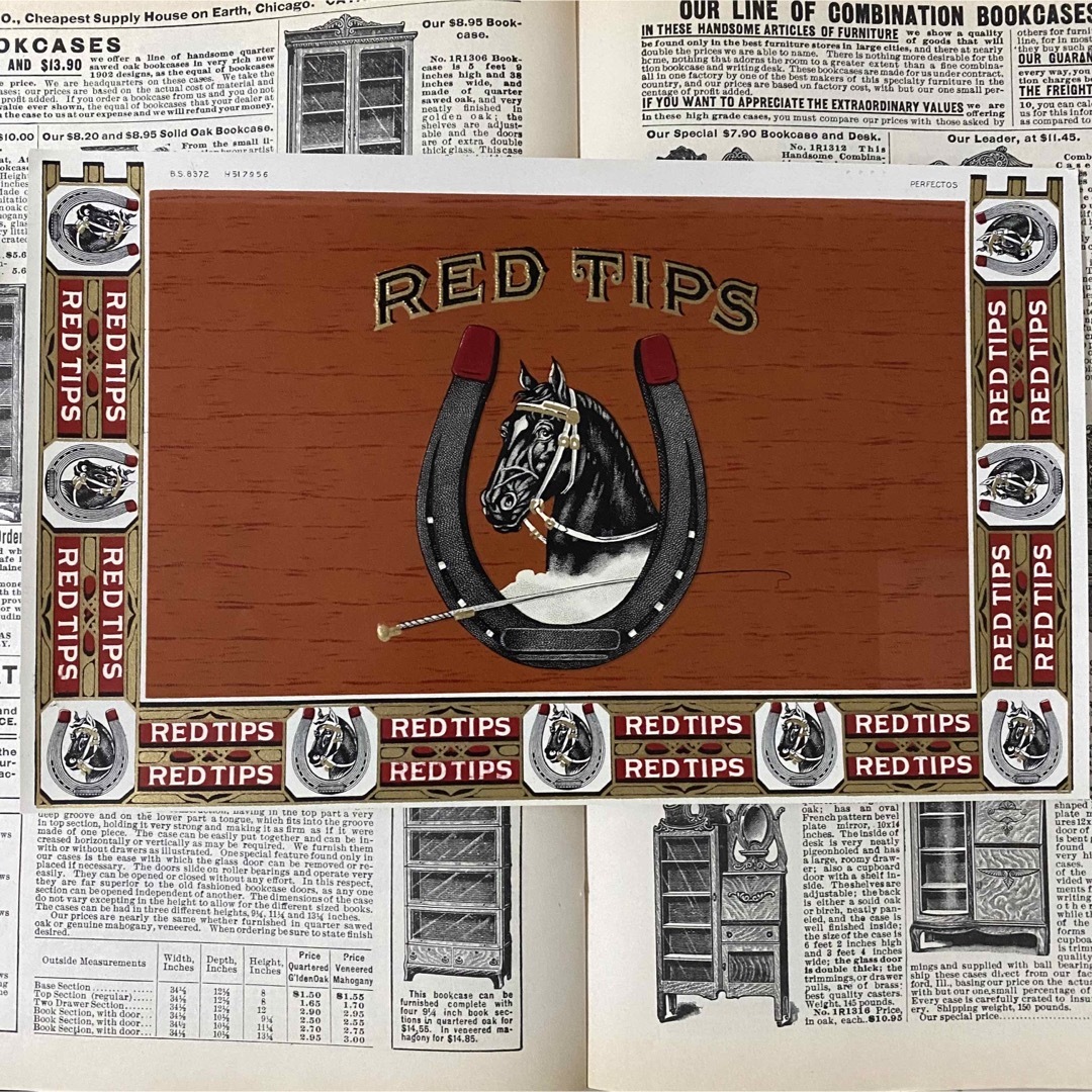 ヴィンテージ "シガーBOXラベルRED TIPS"(ウマさん) 5枚 紙モノ エンタメ/ホビーのコレクション(印刷物)の商品写真