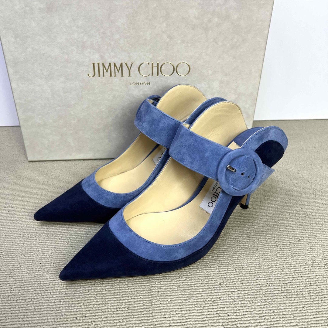 36.5 JIMMY CHOO ミュール サンダル ブルー　23.5