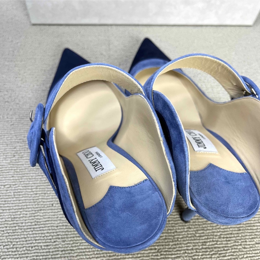 36.5 JIMMY CHOO ミュール サンダル ブルー 23.5-