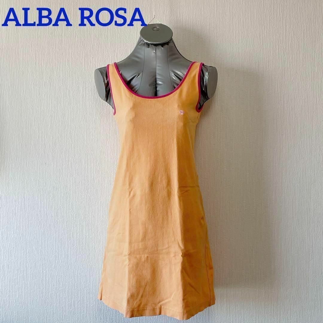 ALBA ROSA(アルバローザ)のALBA ROSA オレンジ ノースリーブ ミニワンピース レディースのワンピース(ミニワンピース)の商品写真