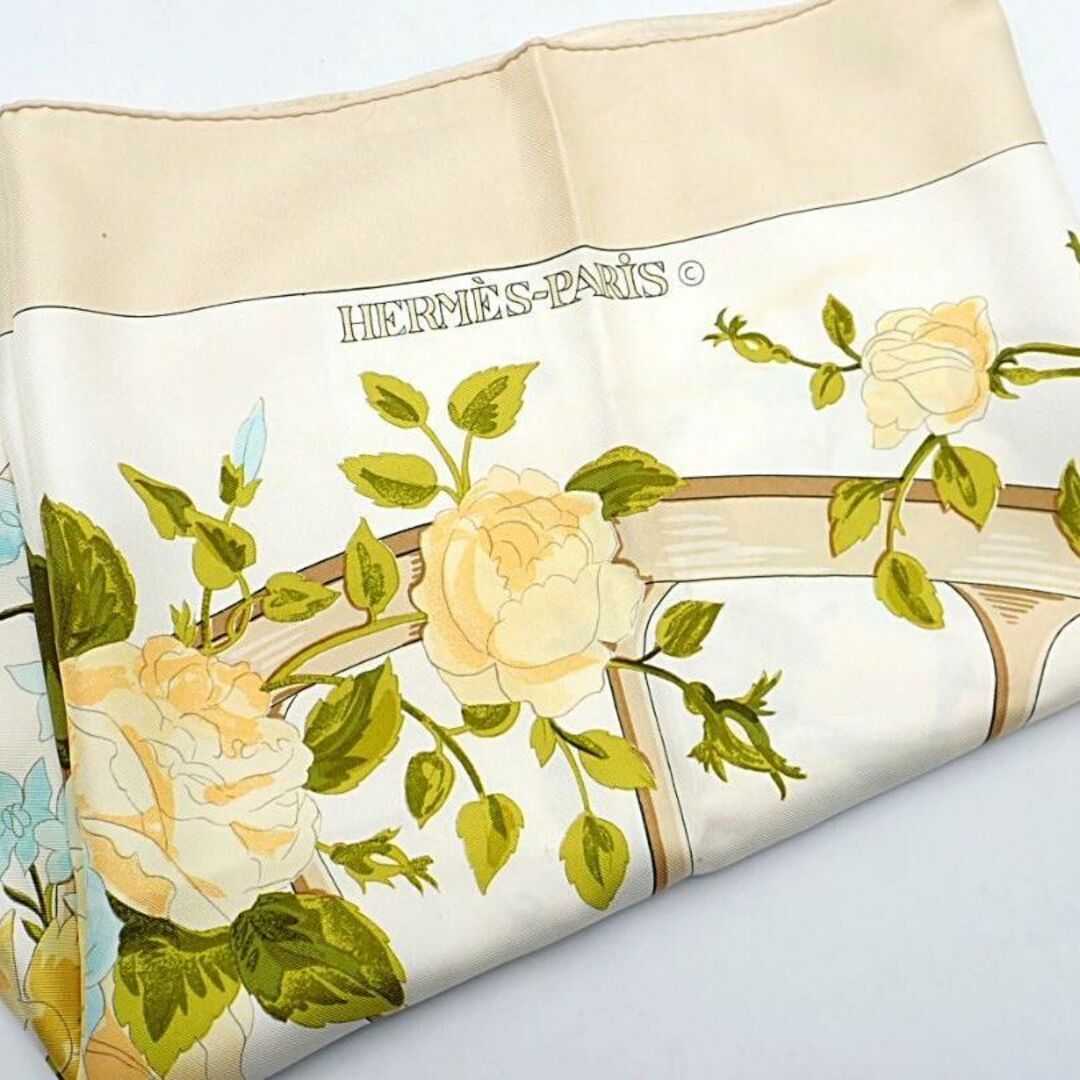 HERMES エルメス スカーフ カレ90 ロマンティック 花柄 シルク100%-