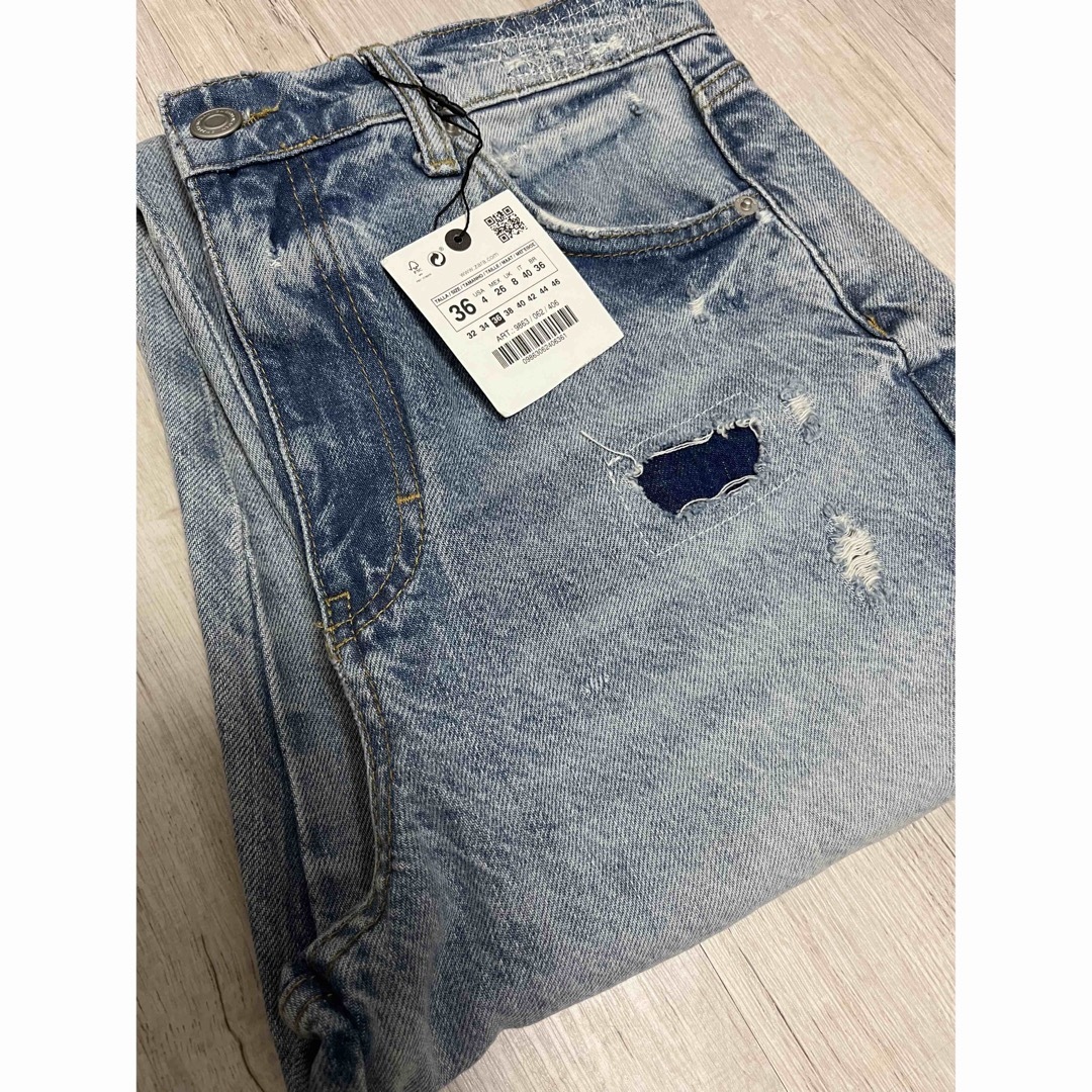 Zara デニムパンツ　ZARA ザラ スプラッシュペイントジーンズ 青