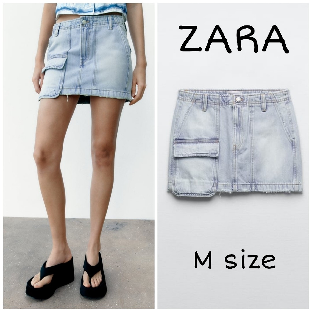 ZARA デニムミニスカート - ショートパンツ