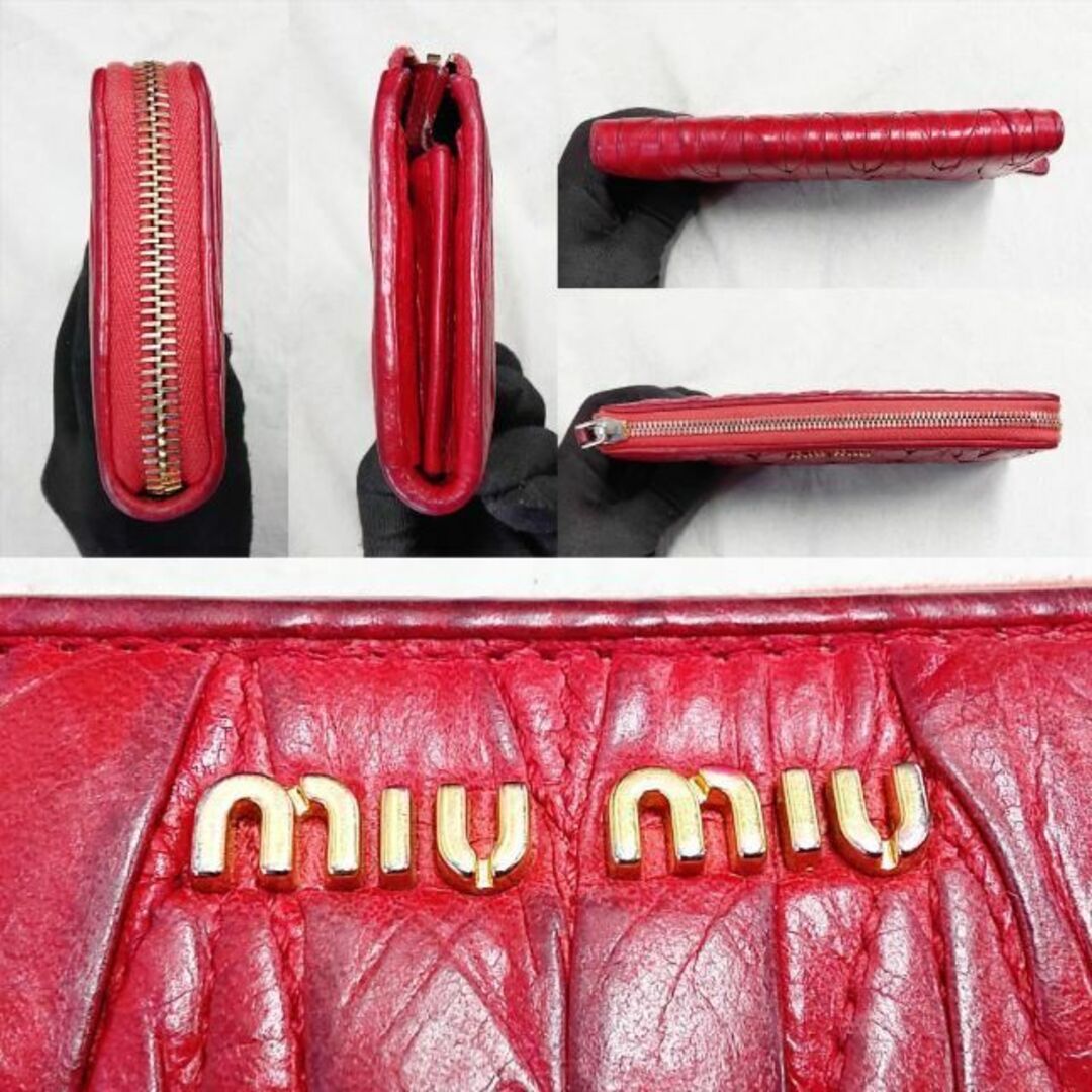 miumiu(ミュウミュウ)の定番 ミュウミュウ miumiu マテラッセ 長財布 L字ファスナー レッド レディースのファッション小物(財布)の商品写真