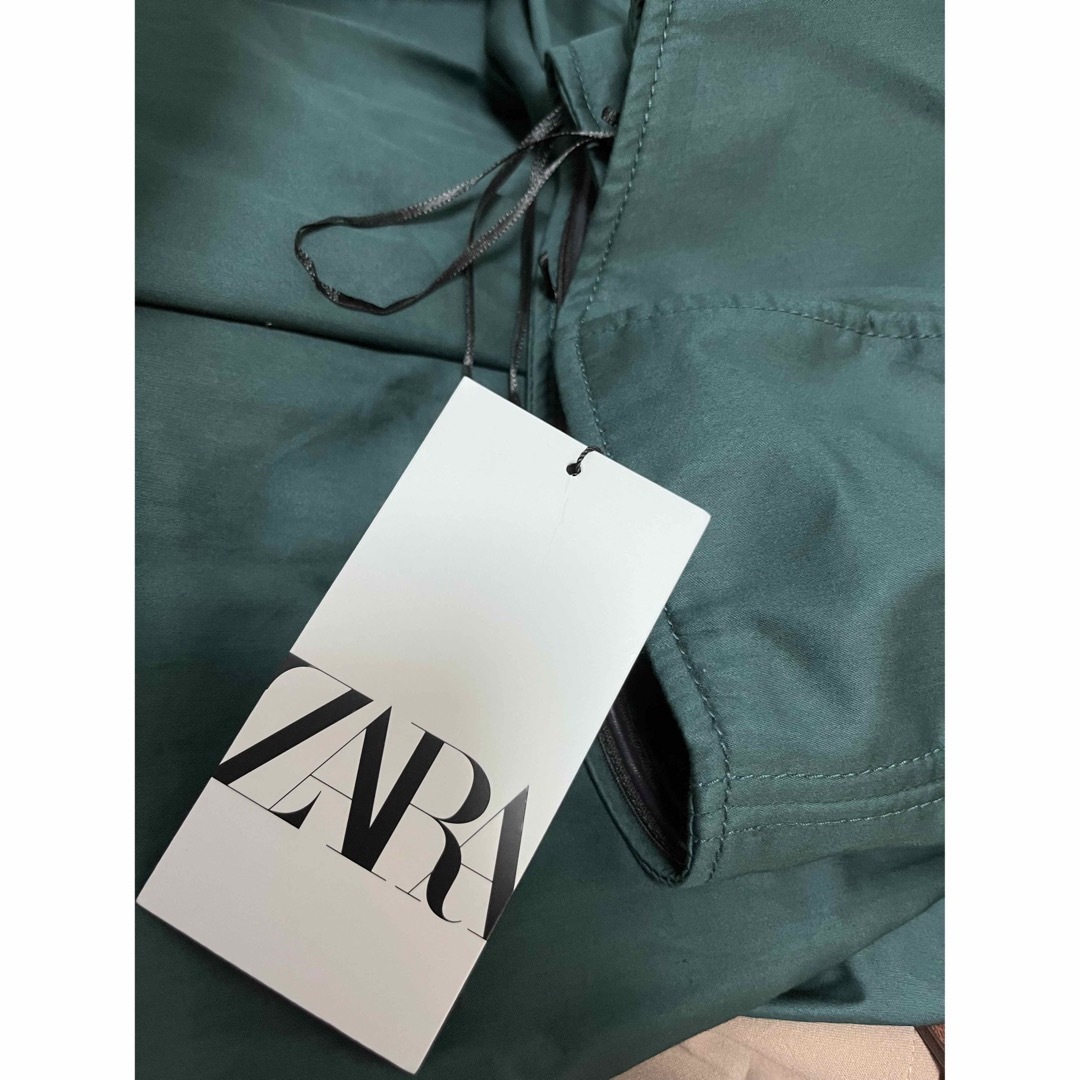 ZARA　トップステッチ マッチング ワンピース　グリーン　ドレス　結婚式