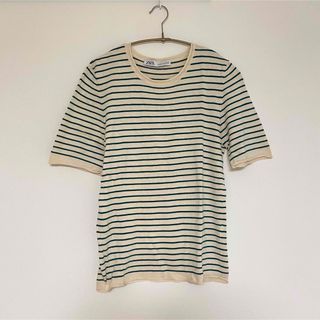 ザラ(ZARA)のzara ザラ　Tシャツ　ボーダー　ニット　M(Tシャツ(半袖/袖なし))