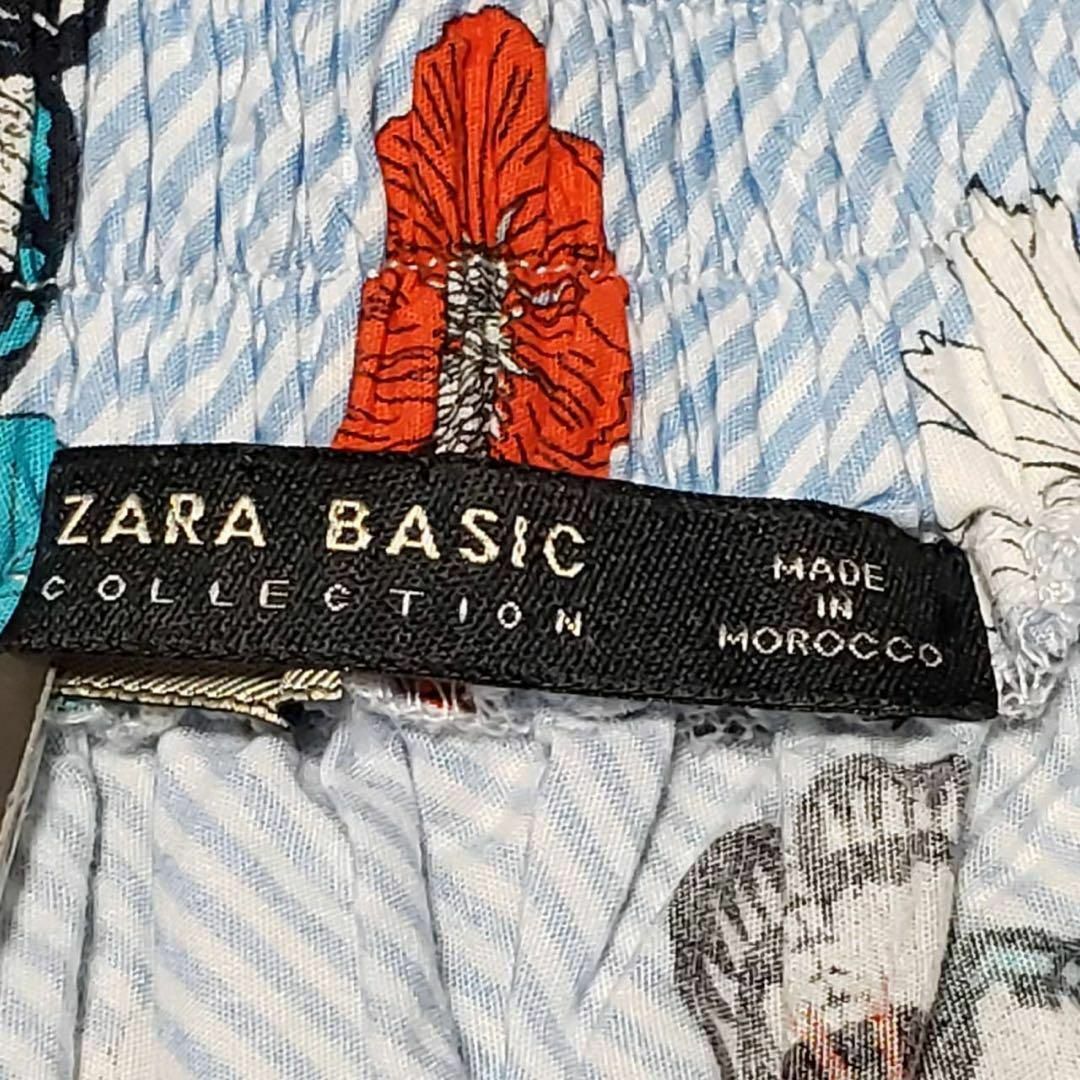 ZARA(ザラ)のザラベーシック レディース【XS】ミディ丈スカート♡綿100% 個性的柄♡水色系 レディースのスカート(ひざ丈スカート)の商品写真