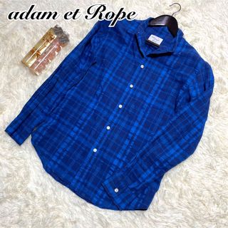 アダムエロぺ(Adam et Rope')の美品　アダムエロペ　シャツ　長袖　チェック柄　青　M(シャツ)