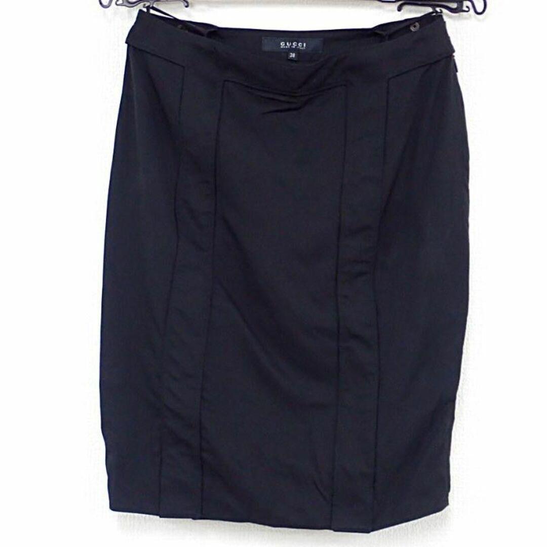 Gucci(グッチ)のGUCCI グッチ スカート サイズ 38 レディース 黒 ブラック ボトムス レディースのスカート(ひざ丈スカート)の商品写真