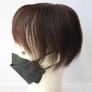 ヘアピース　20cm つむじリアル　ナチュラルブラウン 人毛 　かつら D4(ショートストレート)