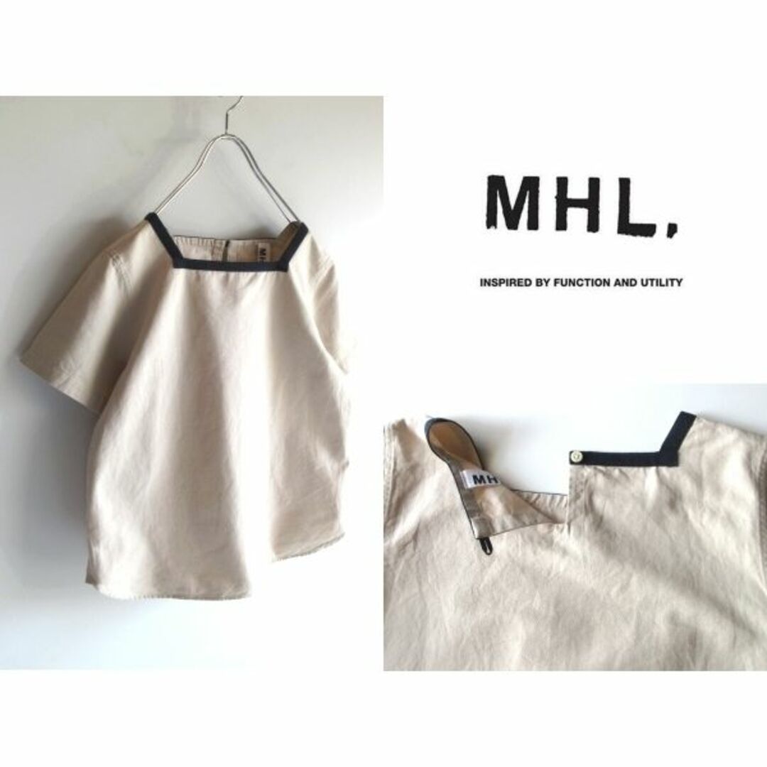 MHL. - MHL. スクエアネック コットンリネン プルオーバーシャツ MHL. - MHL. スクエアネック コットンリネン プルオーバーシャツ