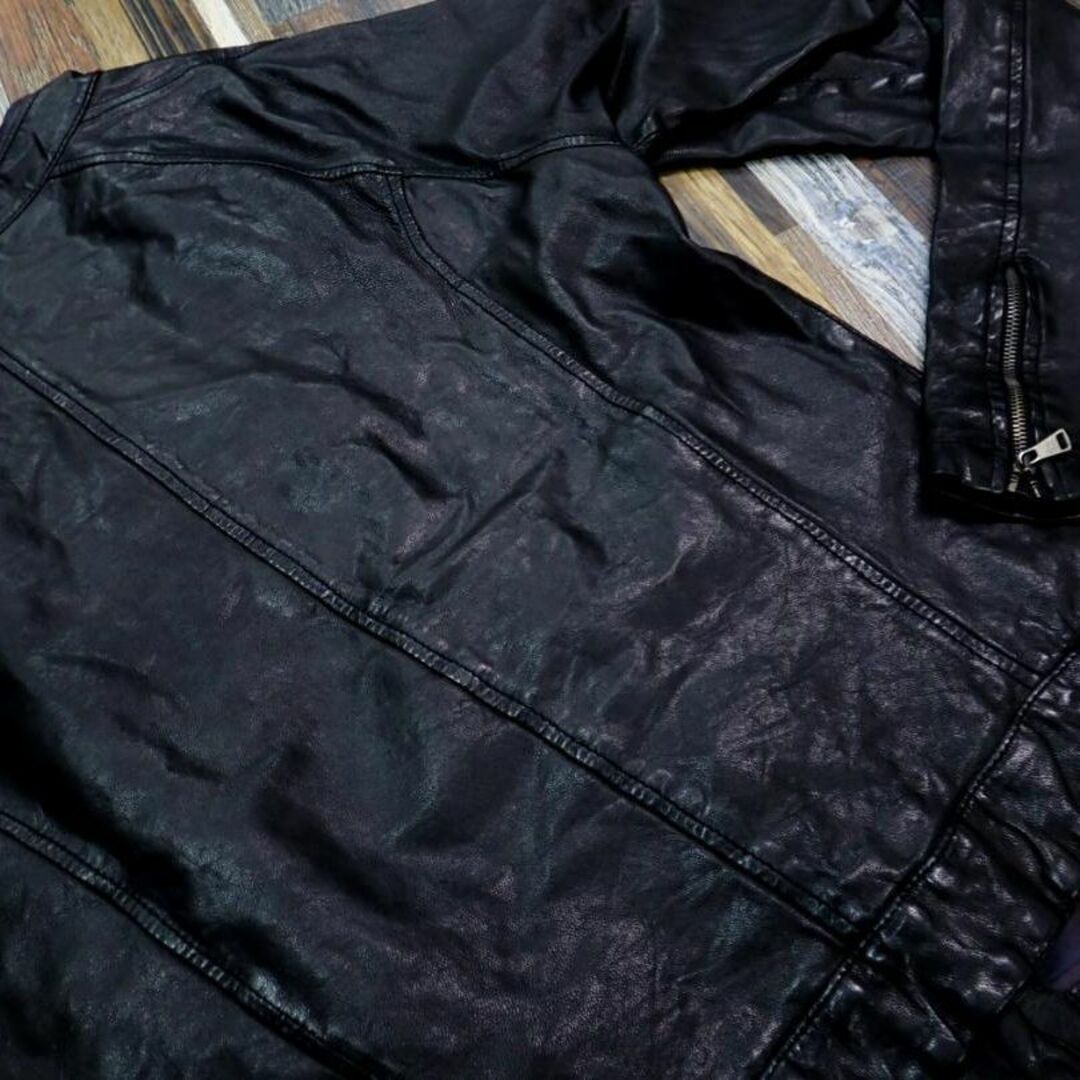 GIORGIO BRATO(ジョルジオブラット)のジョルジオブラッド レザー ブルゾン 羊革 サイズ 42　黒 メンズのジャケット/アウター(レザージャケット)の商品写真
