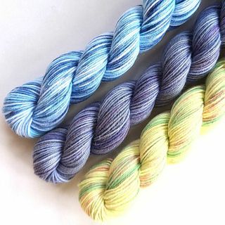 【43】手染め 刺し子糸 3色セット【20／4】細糸(生地/糸)