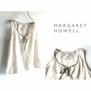 マーガレットハウエル(MARGARET HOWELL)のマーガレットハウエル リボン リネン ノースリーブトップス キャミソール ベスト(シャツ/ブラウス(半袖/袖なし))