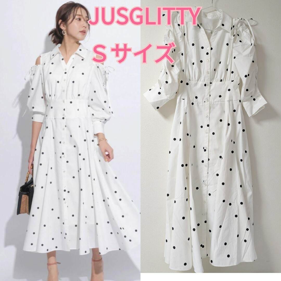 JUSGLITTY ジャスグリッティー　シャツワンピ×ケーブルニットセット