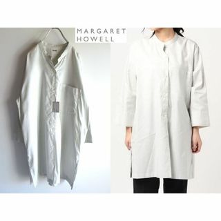 マーガレットハウエル(MARGARET HOWELL)のマーガレットハウエル 薄手 軽量 メランジコットンニット F ホワイトグレー(ニット/セーター)