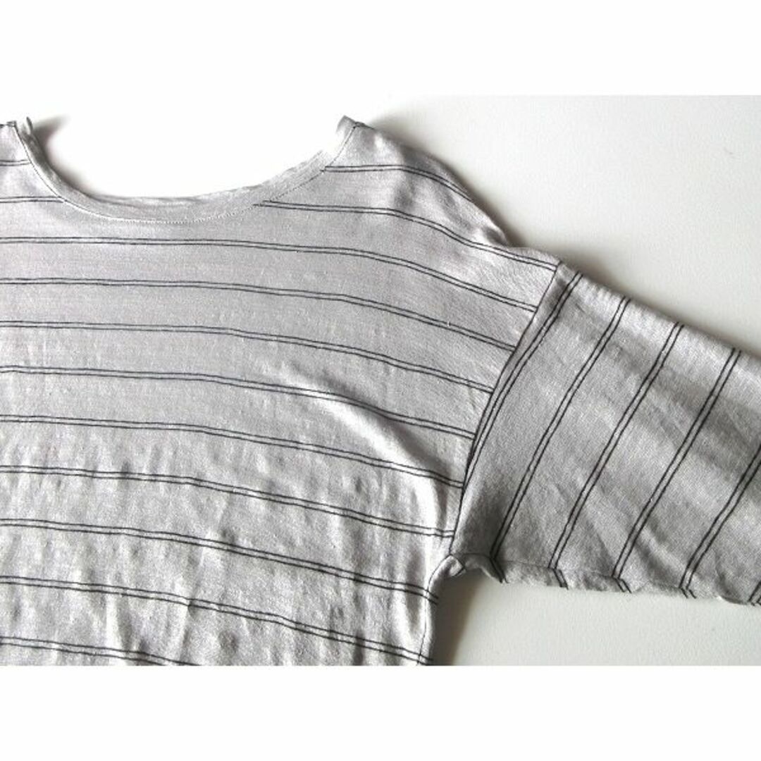 MARGARET HOWELL(マーガレットハウエル)のMARGARET HOWELL ボーダーリネンニット Tシャツ ゆったり レディースのトップス(ニット/セーター)の商品写真