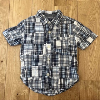 ベビーギャップ(babyGAP)の半袖シャツ パッチワーク チェック柄 ベビーギャップ 子供服 サイズ95(シャツ/カットソー)