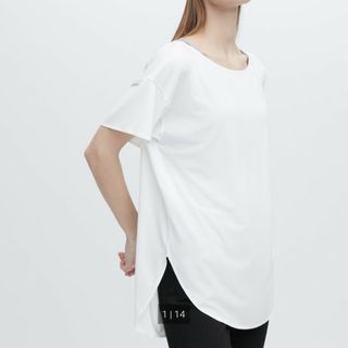 ユニクロ(UNIQLO)のUNIQLO エアリズムシームレスボートネックロングT　Lサイズ(Tシャツ(半袖/袖なし))