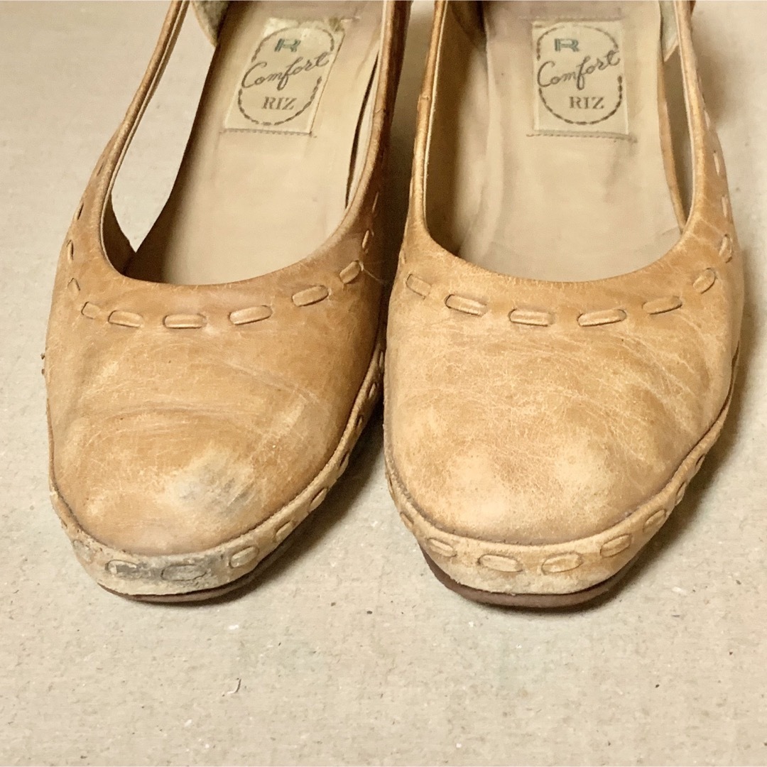 匿名配送　RIZ リズ ライトブラウン　リアルレザーパンプス　ハイヒール レディースの靴/シューズ(ハイヒール/パンプス)の商品写真